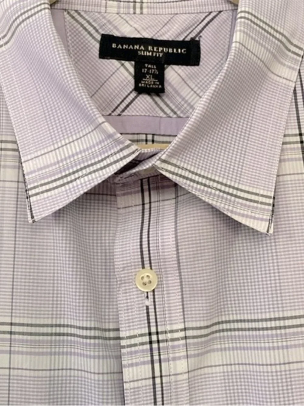 Banana Republic Dress Plaid Purple Shirt size Neck17.5